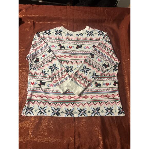 Joyspun Women's 2X (18W-20W) Fair Isle Scottie Dog Pajama / Lounge Top - Picture 4 of 5